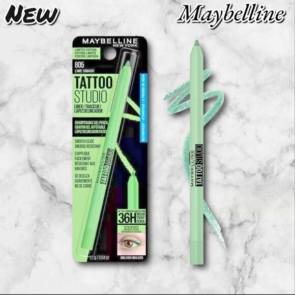 NEW Maybelline Tattoo Studio Gel Eyeliner – Lime Smash (805) – Limited Edition - Picture 1 of 4